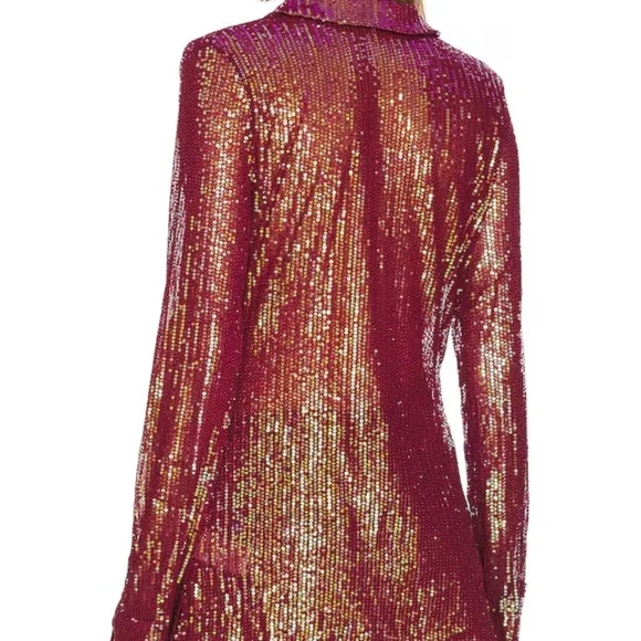 BNWT! Free People Sheer Sequin Shirtee Top in Dark Rhubarb Size XS - Picture 4 of 6